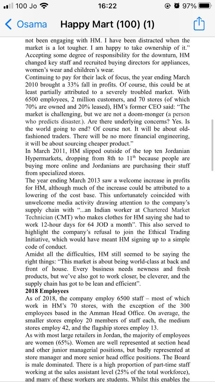 please help me with this case study 100 Jo 16:22