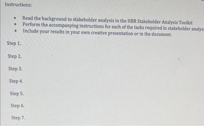 conduct a stakeholder analysis for the current
