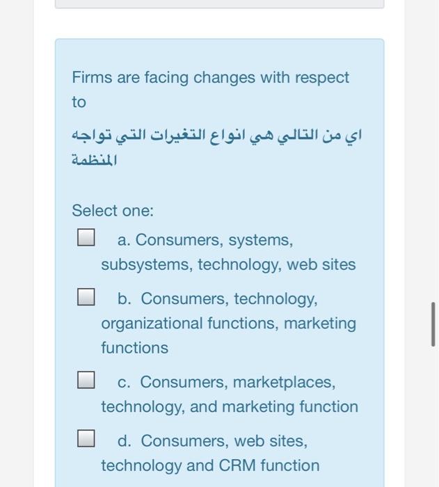 Firms are facing changes with respect to Select