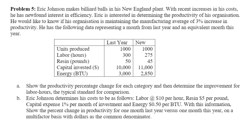 Problem 5: Eric Johnson makes billiard balls in