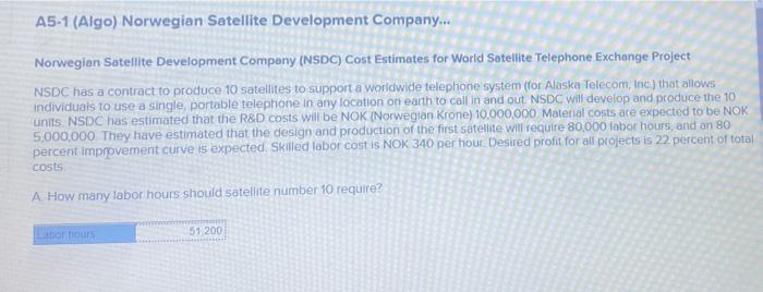 A5-1 (Algo) Norwegian Satellite Development