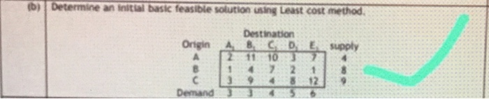 b) Determine an initial basic feasible solution