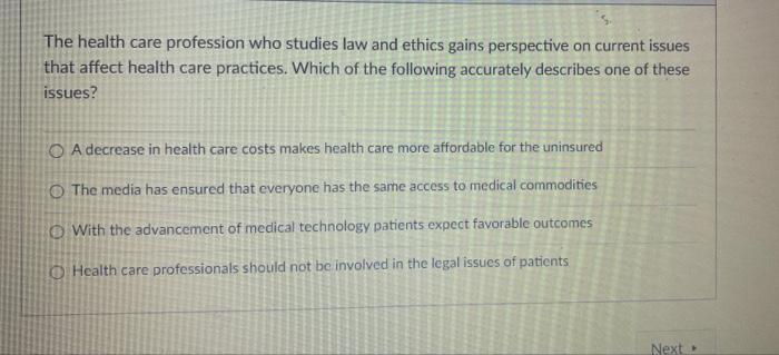 The health care profession who studies law and