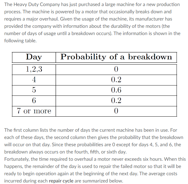 The Heavy Duty Company has just purchased a large