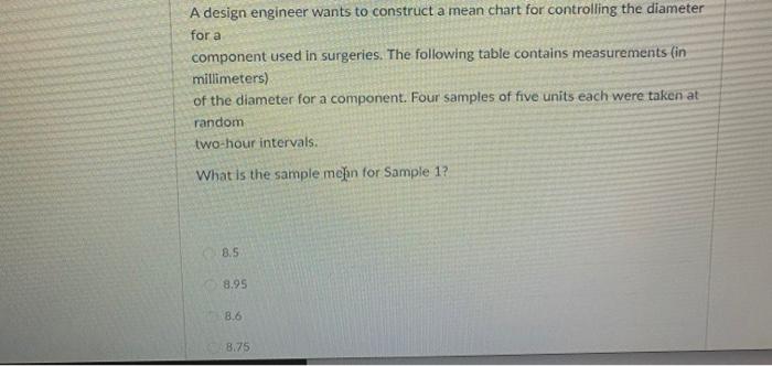 Zops n A company makes plastic cups. 4 samples of