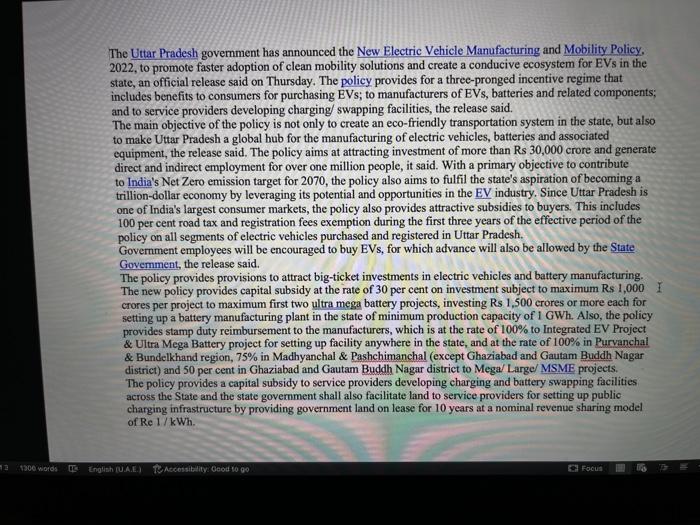 We are supposed to analyze a real world situation