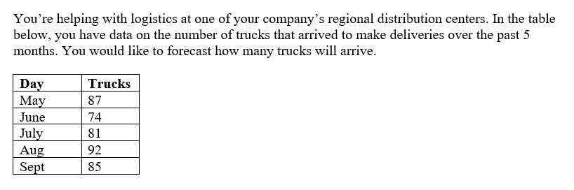 a) Forecast the number of trucks in Aug, Sept,