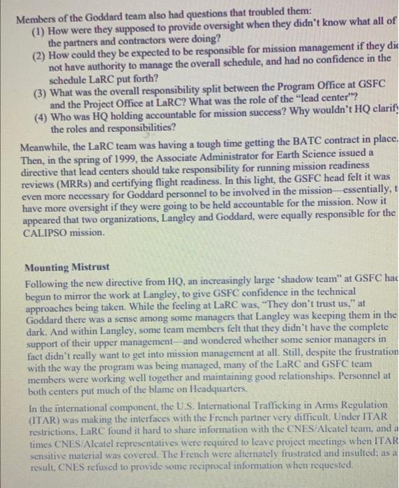 Case Study #2 CALIPSO: Management Challenges