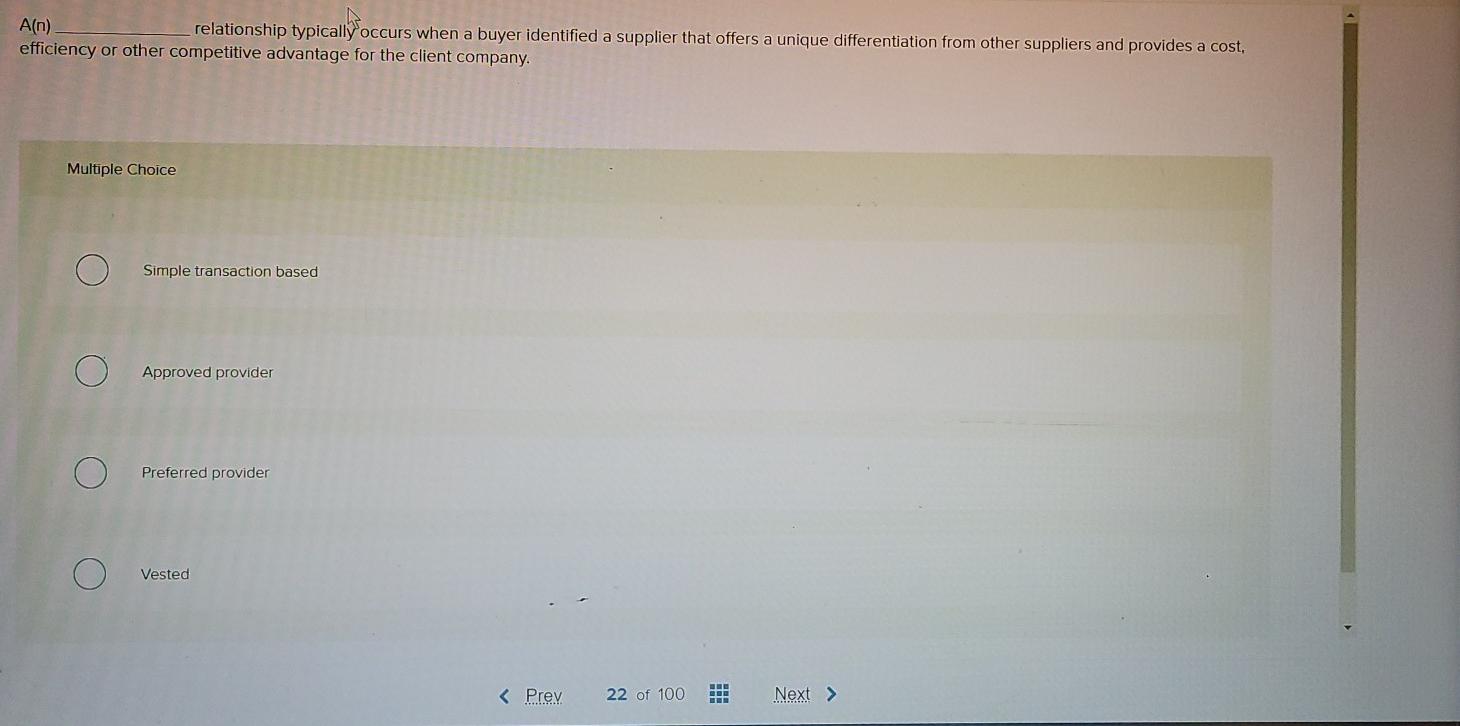 A(n) relationship typically occurs when a buyer