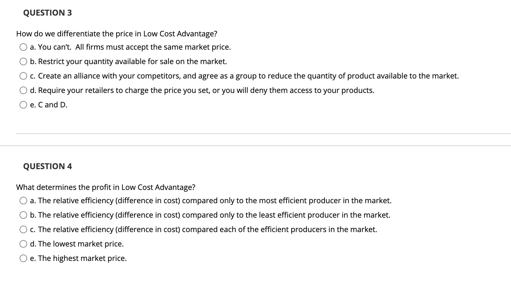 QUESTION 3 How do we differentiate the price in
