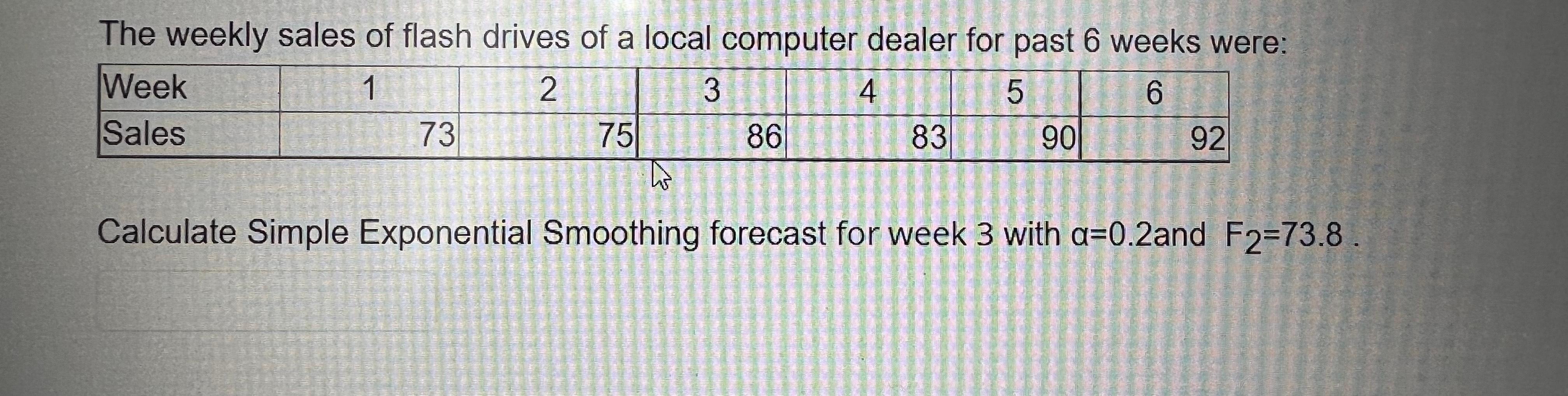 The weekly sales of flash drives of a local