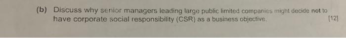 (b) Discuss why senior managers leading large