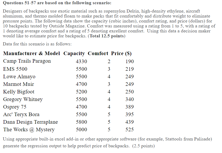 Questions 51-57 are based on the following