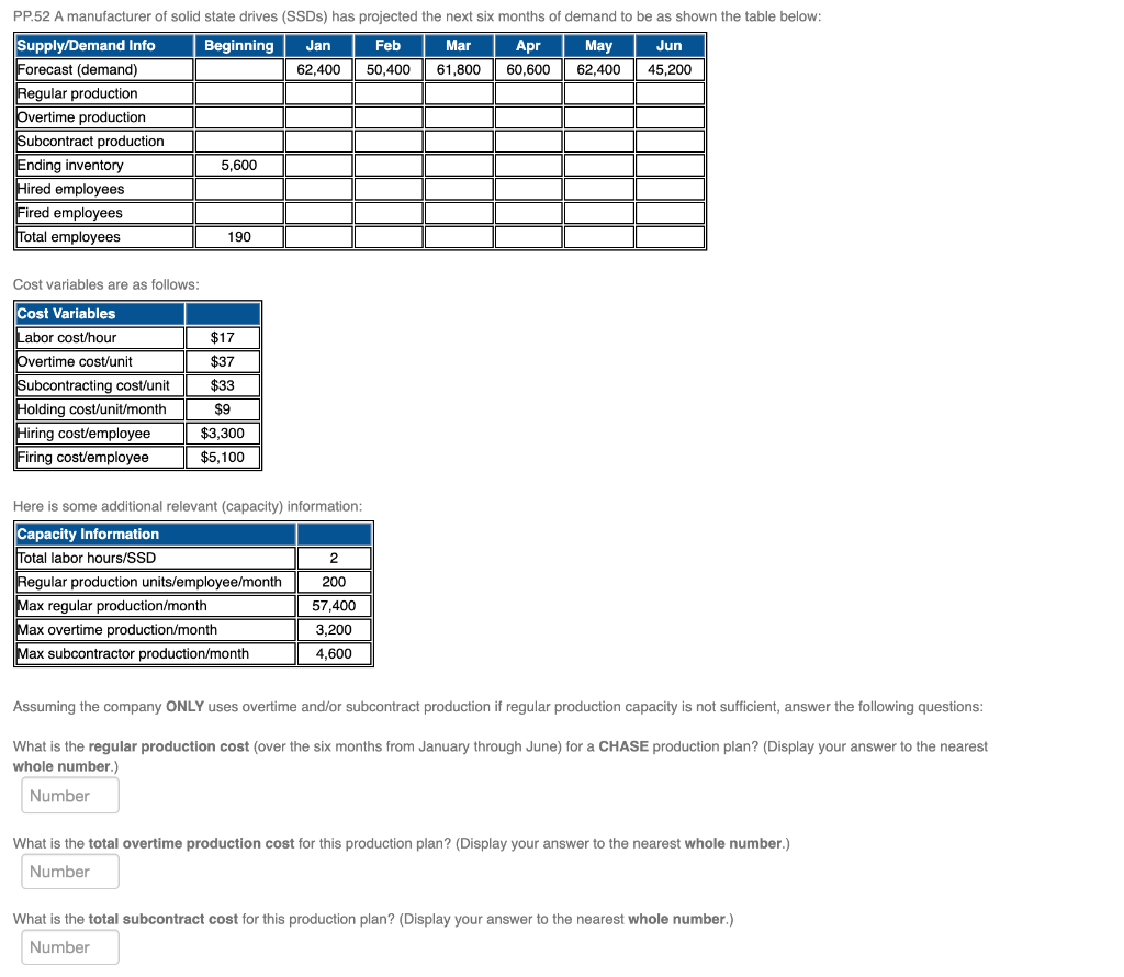 Please show work in excel PP.52 A manufacturer of