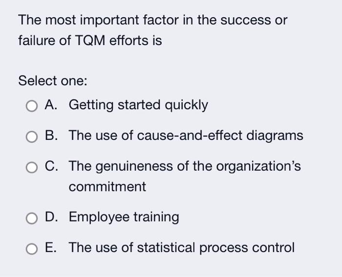 The most important factor in the success or