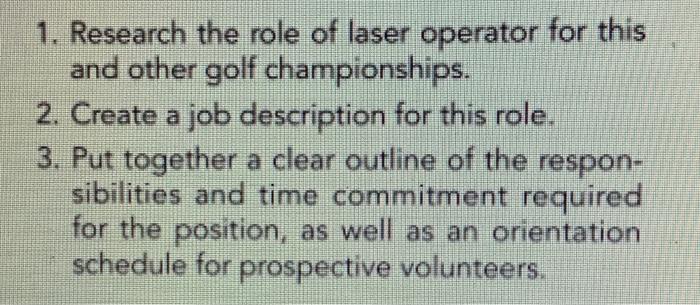 1. Research the role of laser operator for this