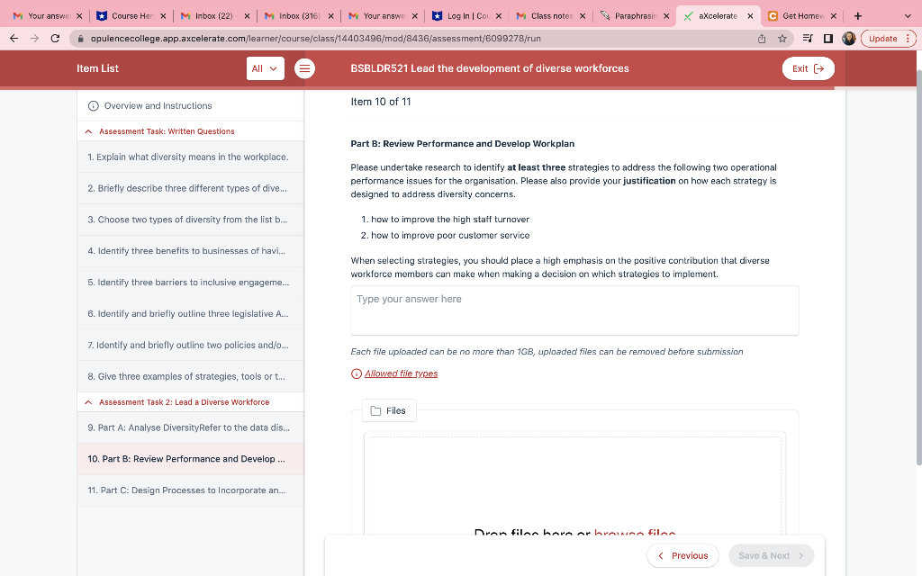 My Your answe X Course Her * | M Inbox (22) * M