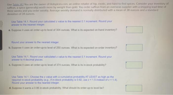 Use Iable 14.1 You are the owner of