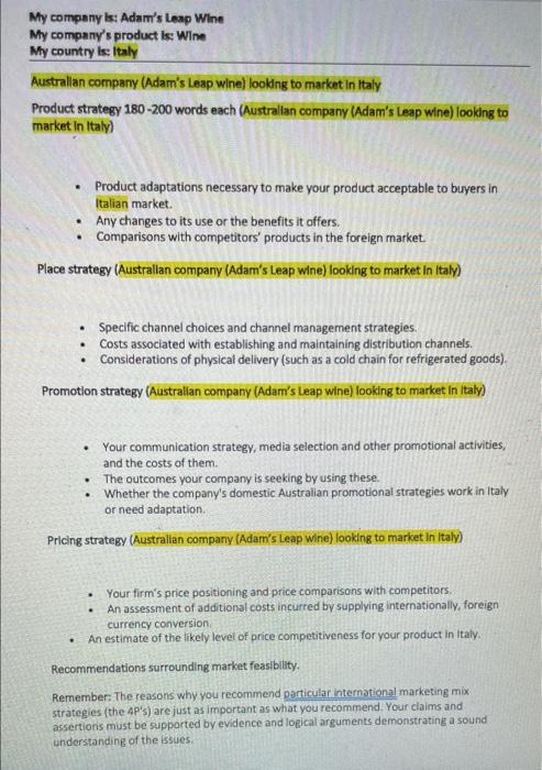 My company is: Adam's Leap Wine My company's