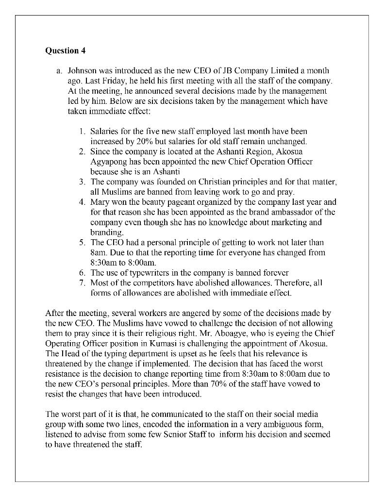 PART A FOUR QUESTIONS ANSWER TIIREE Question 1 a.