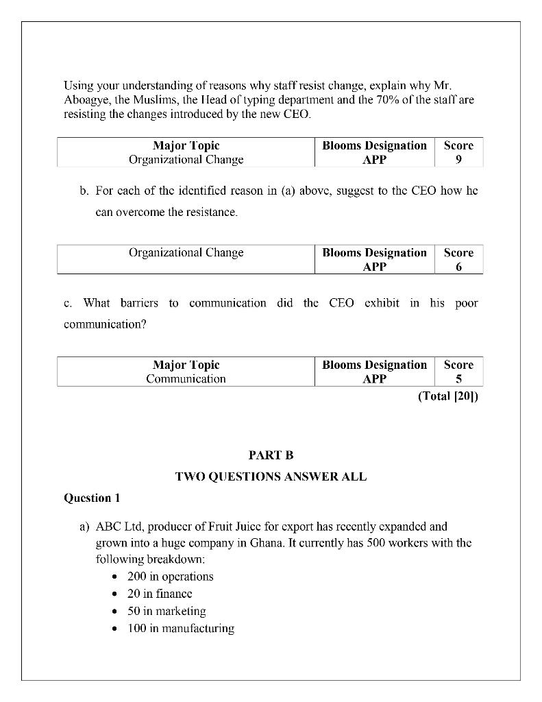 PART A FOUR QUESTIONS ANSWER TIIREE Question 1 a.