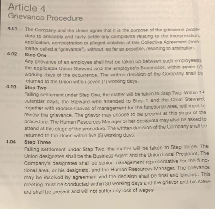 Labour Relations Information: Question: Article 4