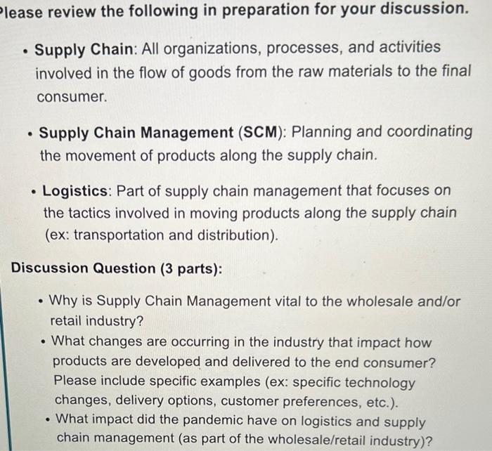 ease review the following in preparation for your