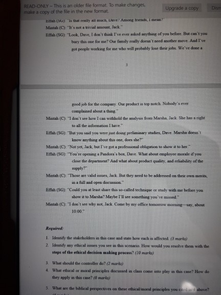 Dis READ ONLY - This is an older file format. To