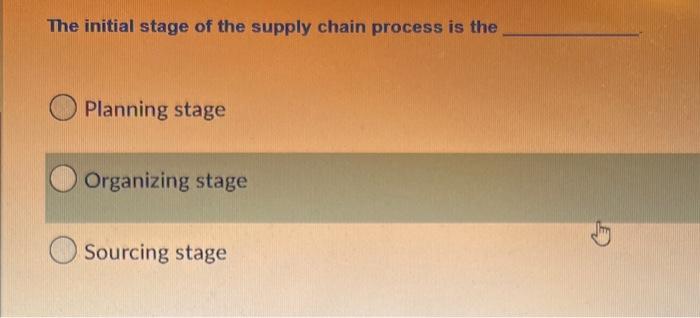 The initial stage of the supply chain process is