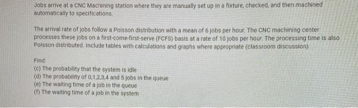 Jobs arrive at a CNC Machining station where they