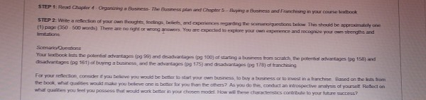 STEP 1: Read Chapter 4 Organg a Business-The