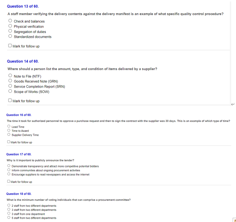 Question 13 of 60. A staff member verifying the