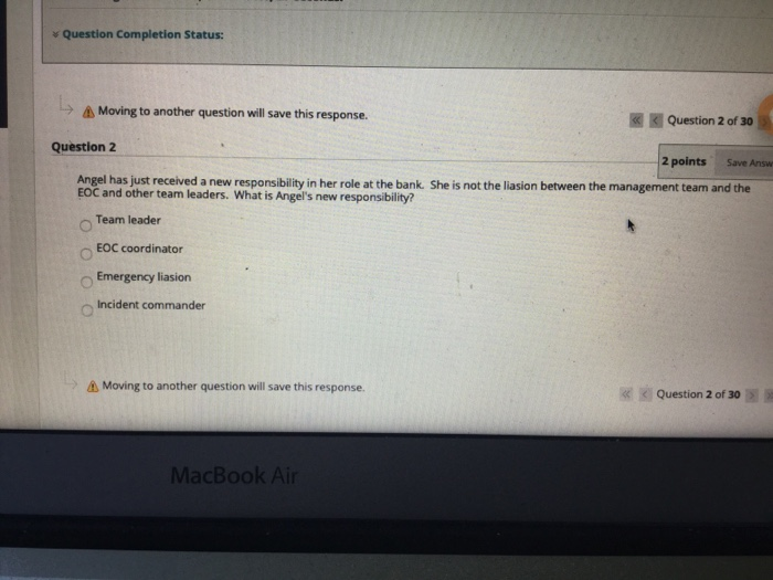 Question Completion Status: Moving to another