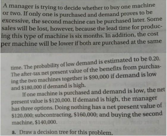 A manager is trying to decide whether to buy one