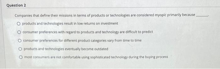 Question 2 Companies that define their missions