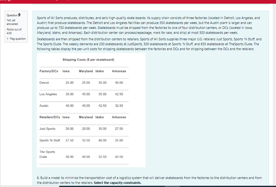 Question 9 Not yet answered Points out of 4.00 P