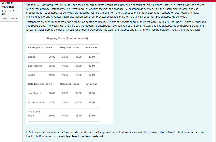 Question 9 Not yet answered Points out of 4.00 P