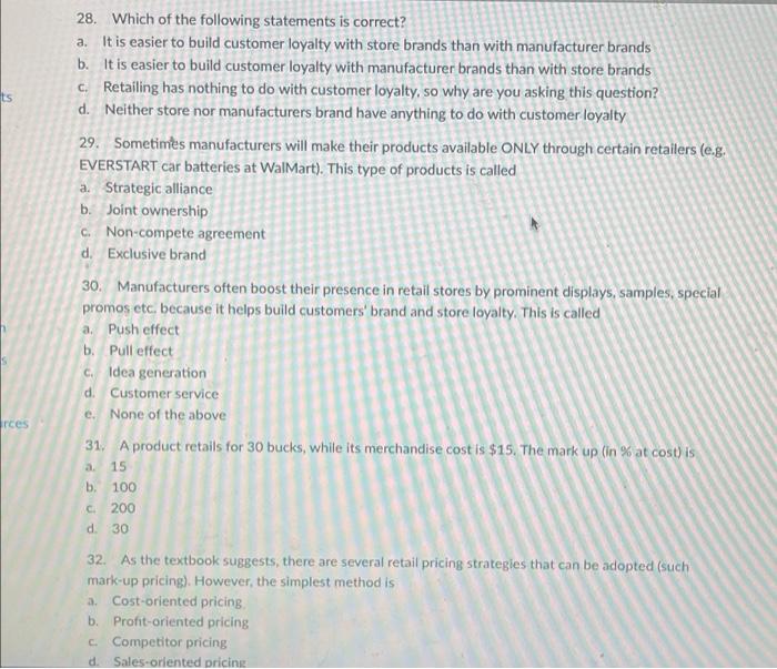 ts rces 28. Which of the following statements is