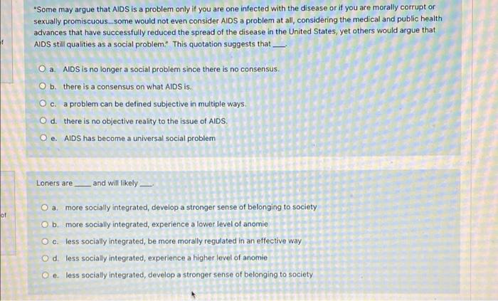 "Some may argue that AIDS is a problem only if