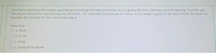 Chambers Hotel uses the simple exponential