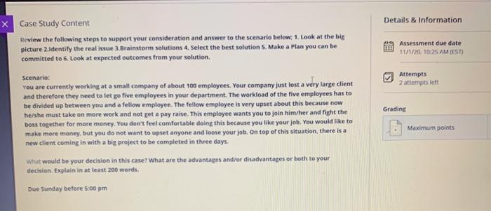 Details & Information X Case Study Content Review