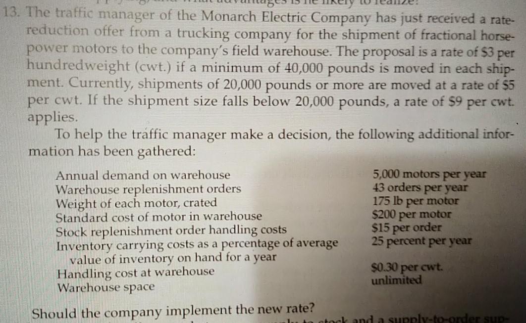 13. The traffic manager of the Monarch Electric