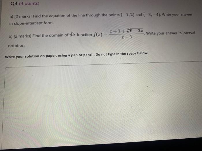 Q4 (4 points) a) [2 marks] Find the equation of