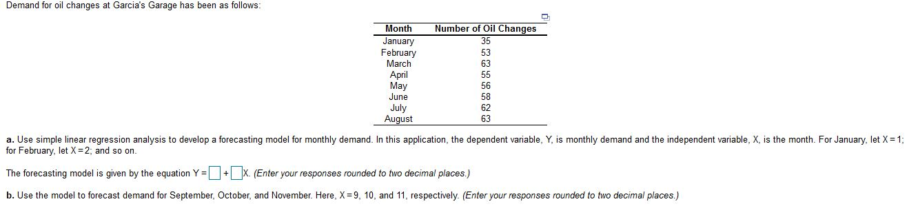 Demand for oil changes at Garcia's Garage has