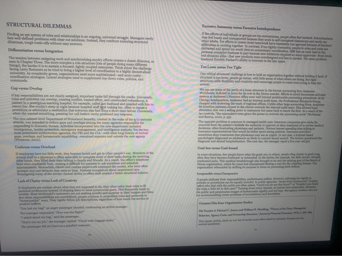 1. Identify and explain TWO 'structural dilemmas'
