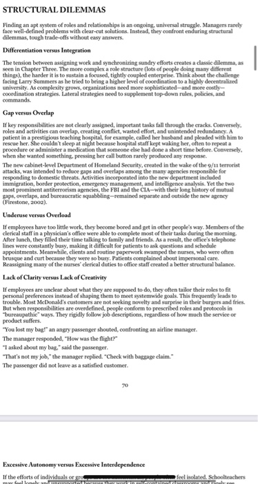 1. Identify and explain TWO 'structural dilemmas'