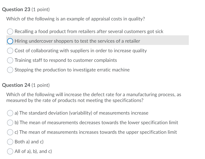 Question 23 (1 point) Which of the following is