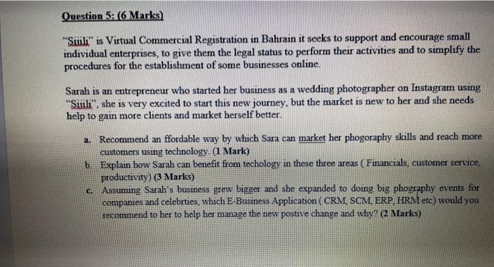 Question 5: (6 Marks) "Siili" is Virtual