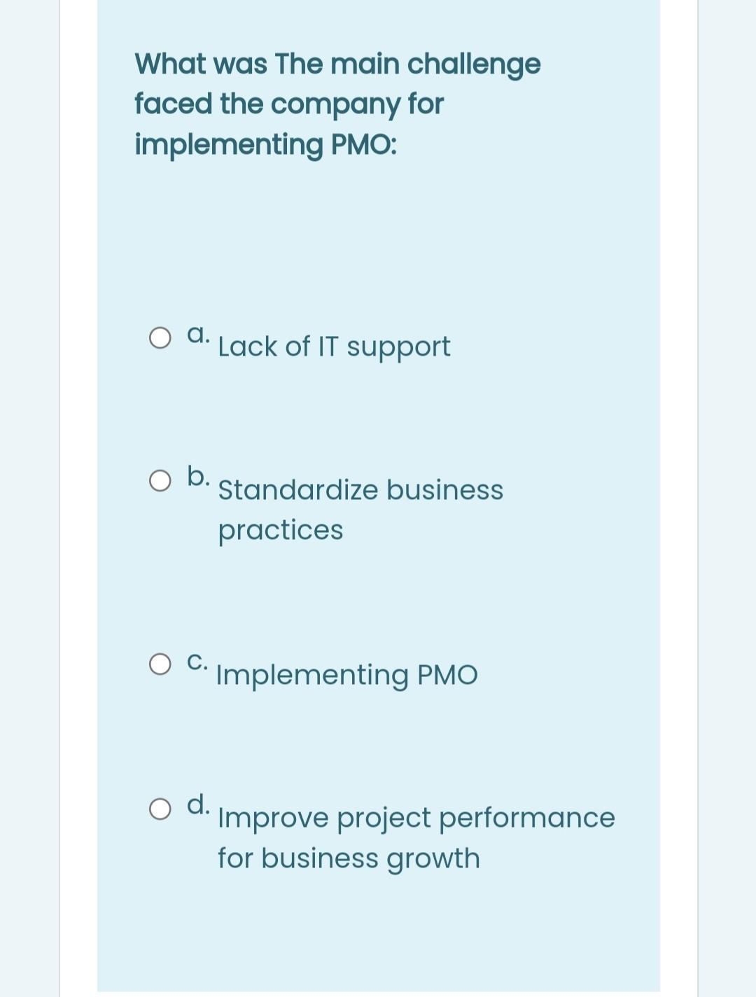 Mini-Case Study: Defining Standard Projects at