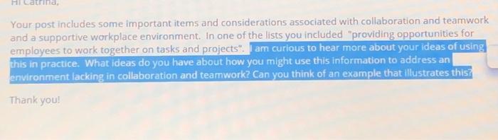 Answer the highlighted areas. Thank you Your post